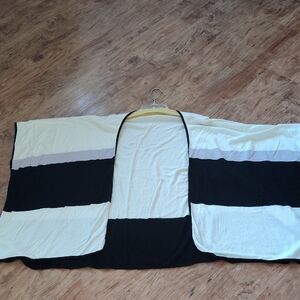 Black and Ivory Colorblock Open Front Cardigan